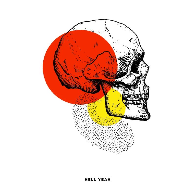 Hell yeah skull with circles drawing