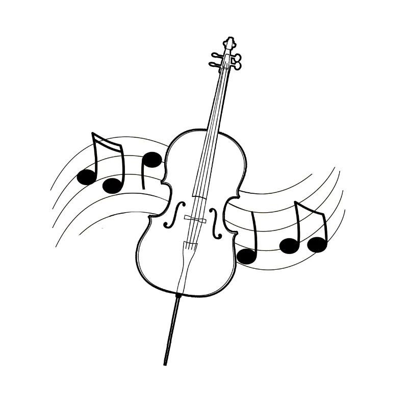 Violoncelle musique dessin partition notes noirs