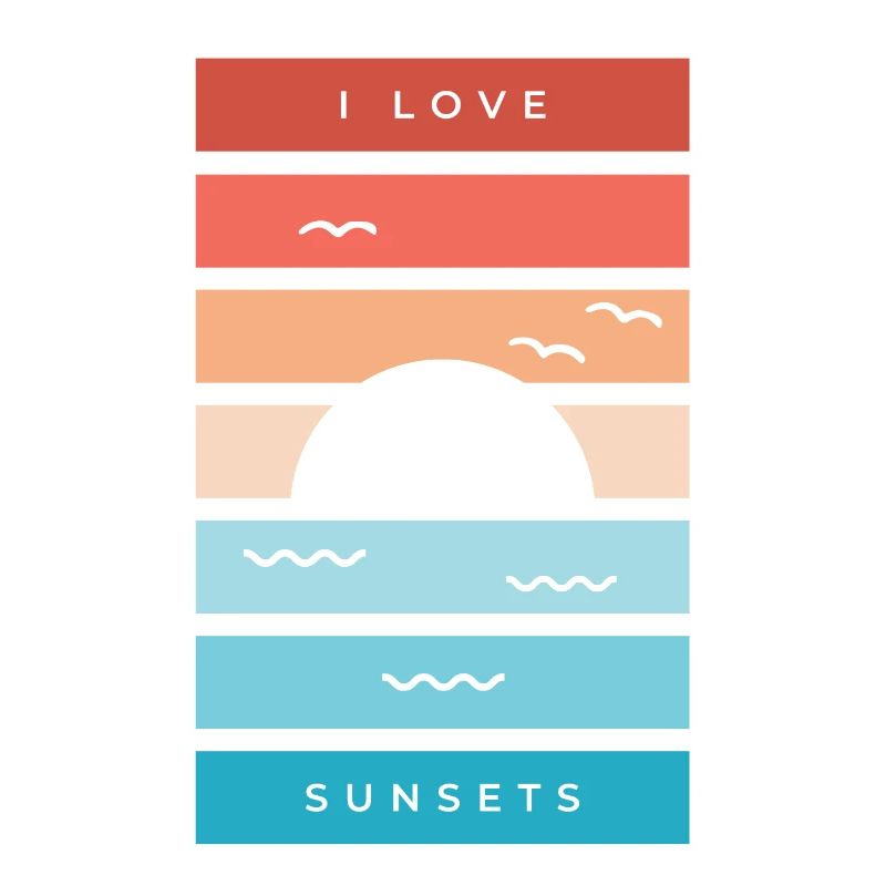 Citation de 'J’adore les couchers de soleil' pour les amateurs de plage