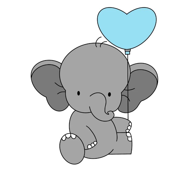 Éléphant de bébé avec ballon de coeur 💙💙