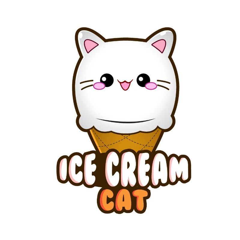 Crème glacée Chat Crème glacée Chat glace Boule de crème glacée à la vanille