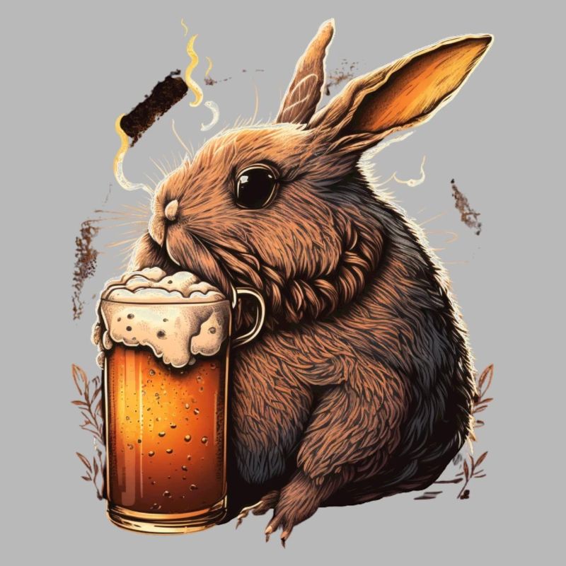 Coole Hase mit Bier Illustration