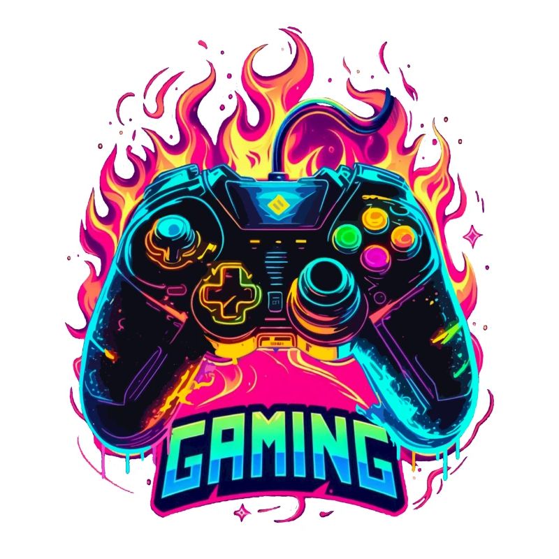 Gaming Controller Flames Art