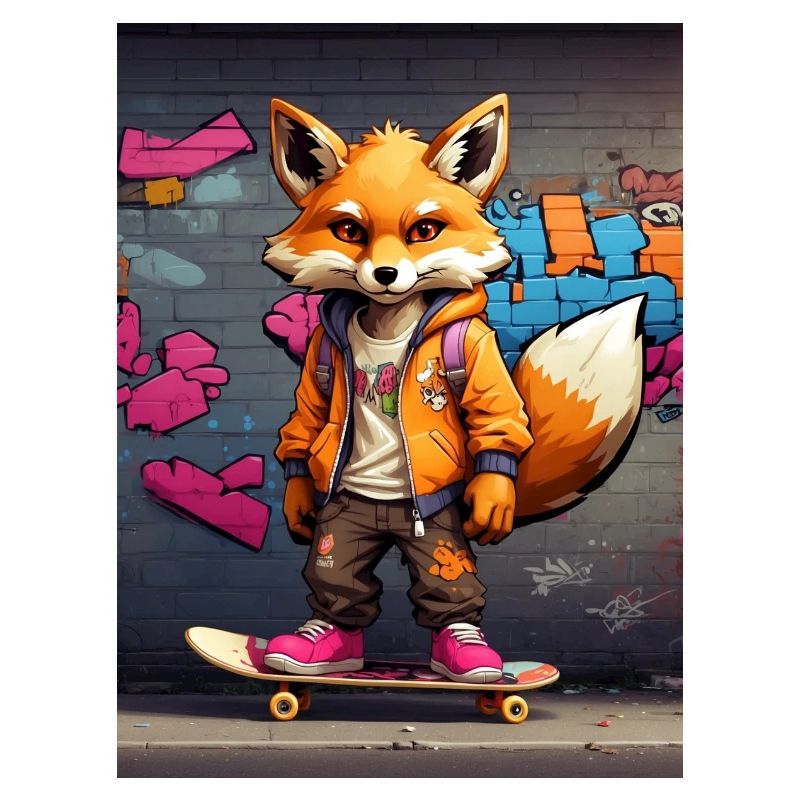 Fuchs auf Skateboard