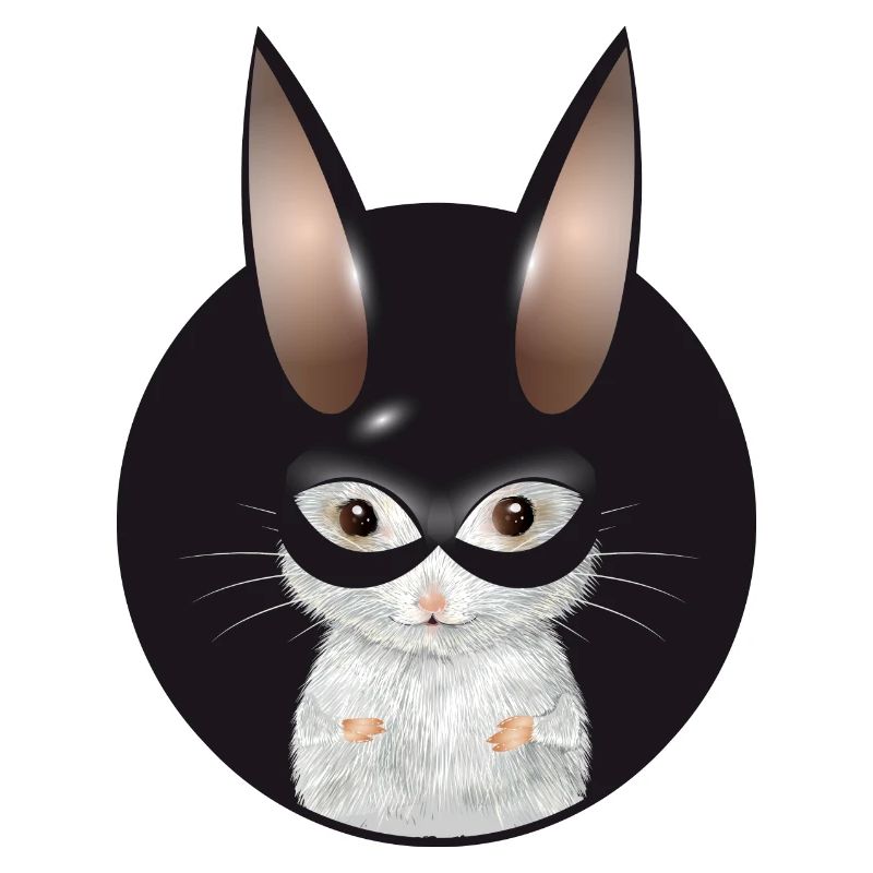 Souris blanche mignonne avec masque de lapin en patch