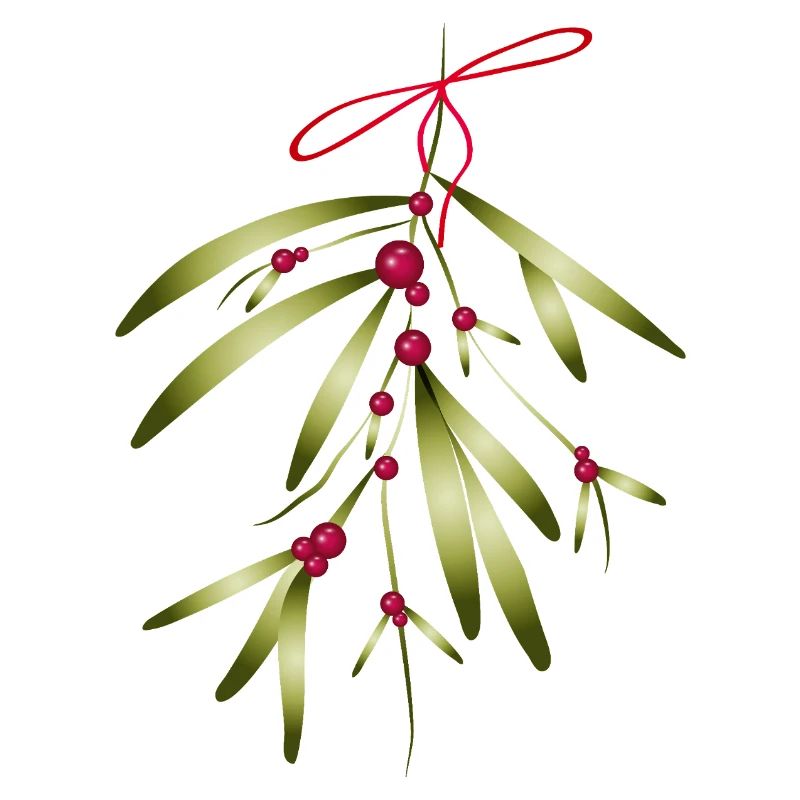Mistletoe with red berries and bow