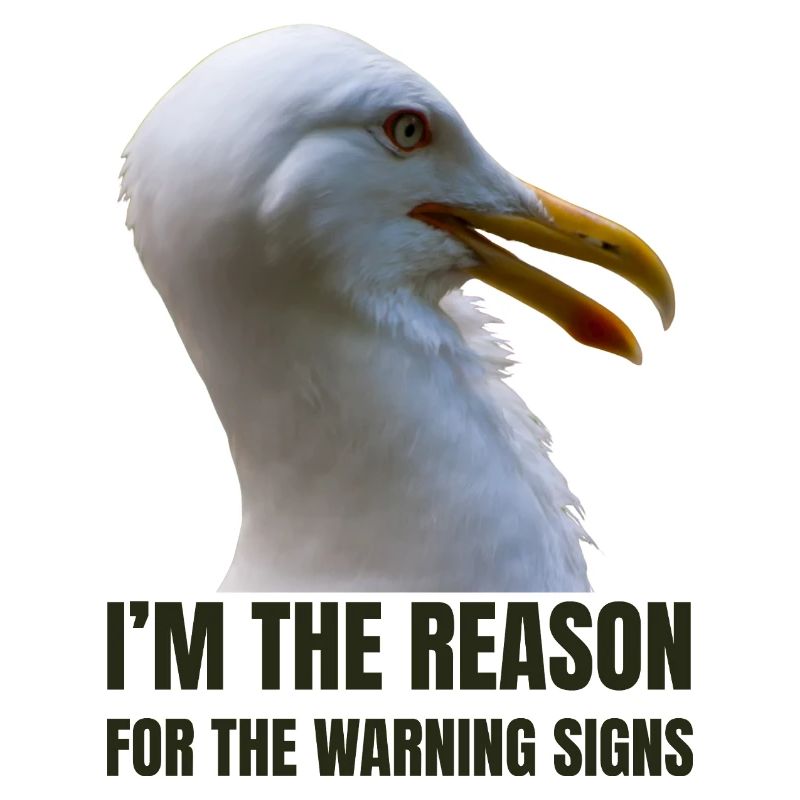 Whimsical Seagull with Bold Text