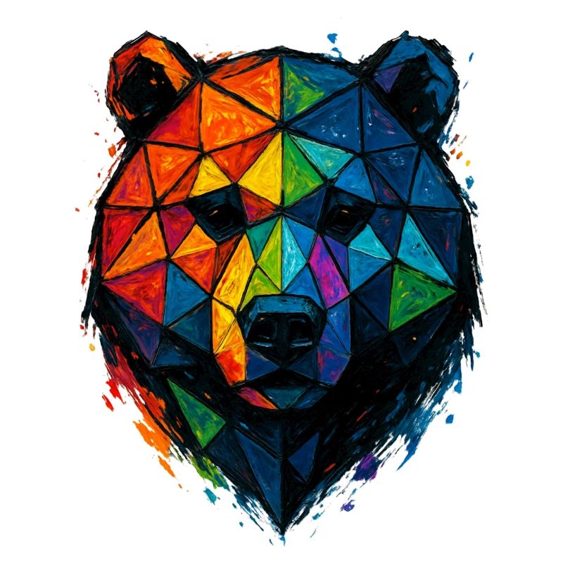Ours low poly pop art coloré