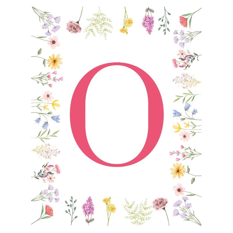 Florale Initialen "O", Buchstaben Monogramm 