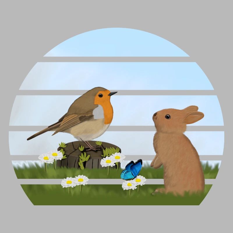 Robin Bird Rabbit Easter Spring