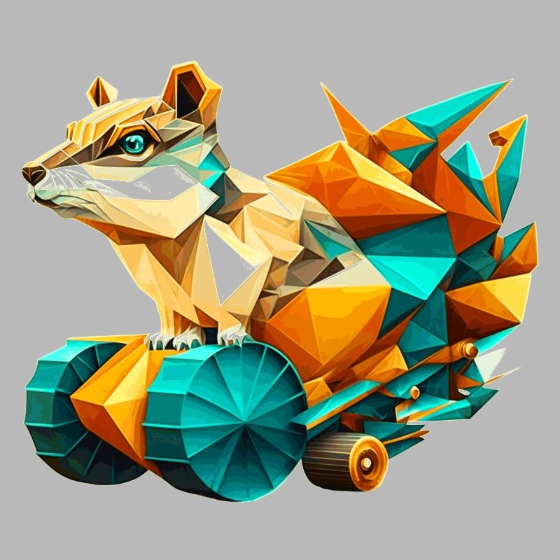 3D kit chipmunk with wheels as polygon