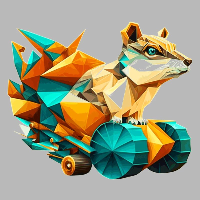 Cône 3D avec roues pixel art en aspect polygonal