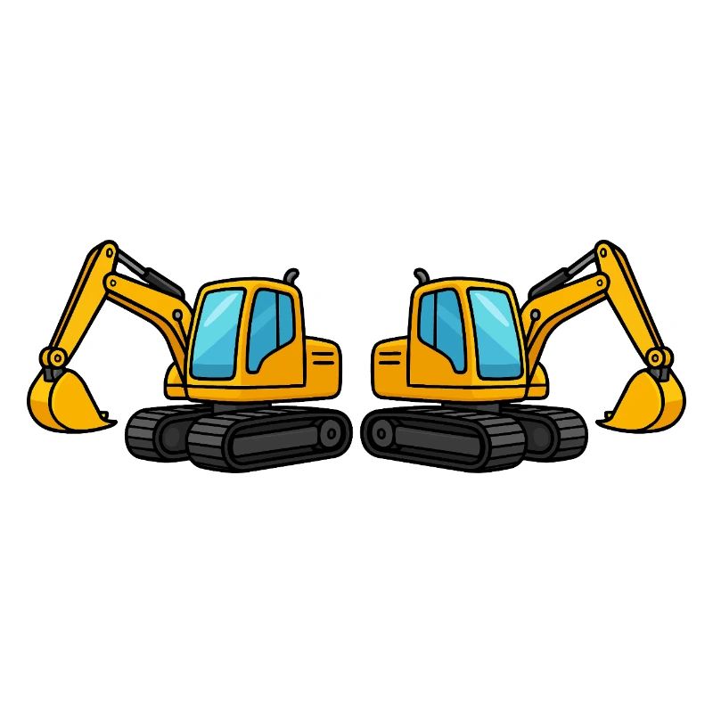 Silhouette de machine de construction double
