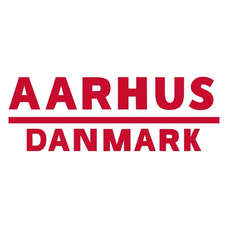 Aarhus Denmark Text logo in red