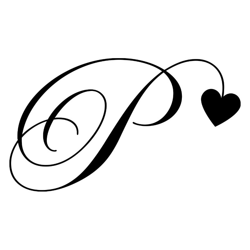 Lettre p calligraphie cœur