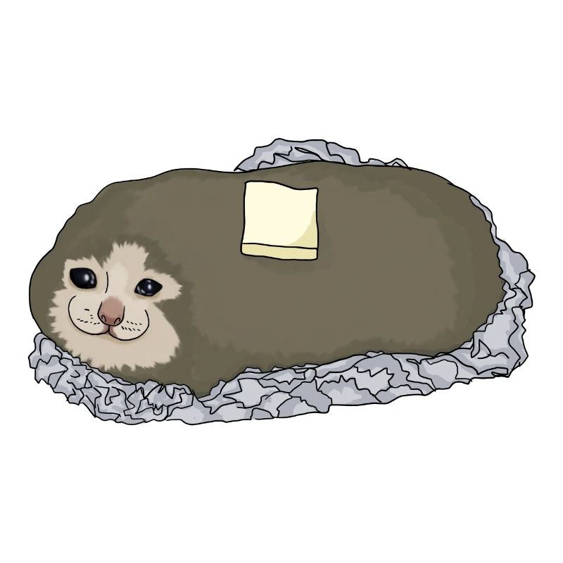 illustration de mème de chat de pomme de terre triste