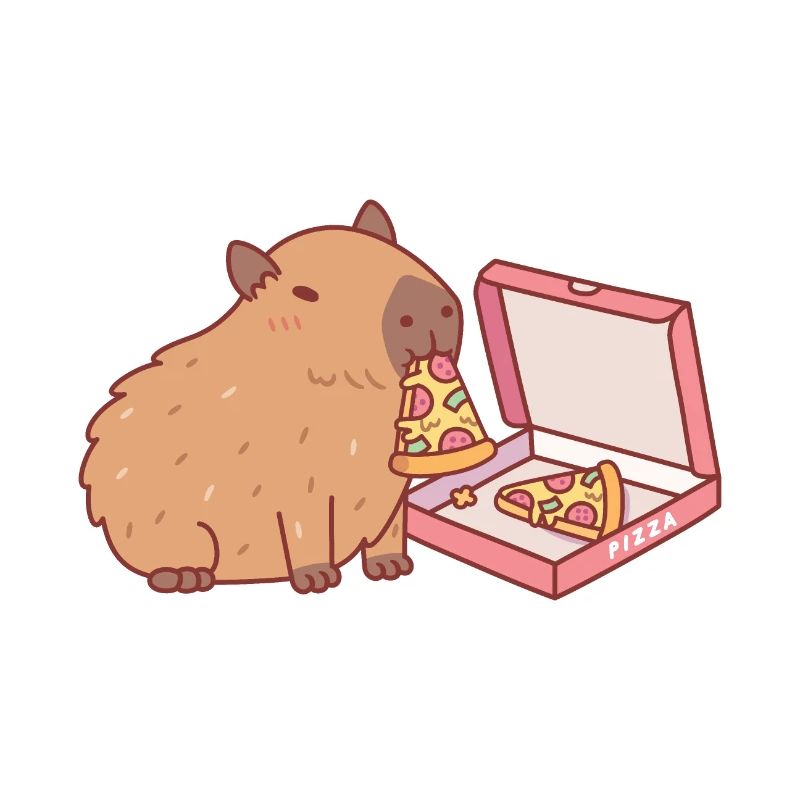Mignon Capybara mangeant une pizza