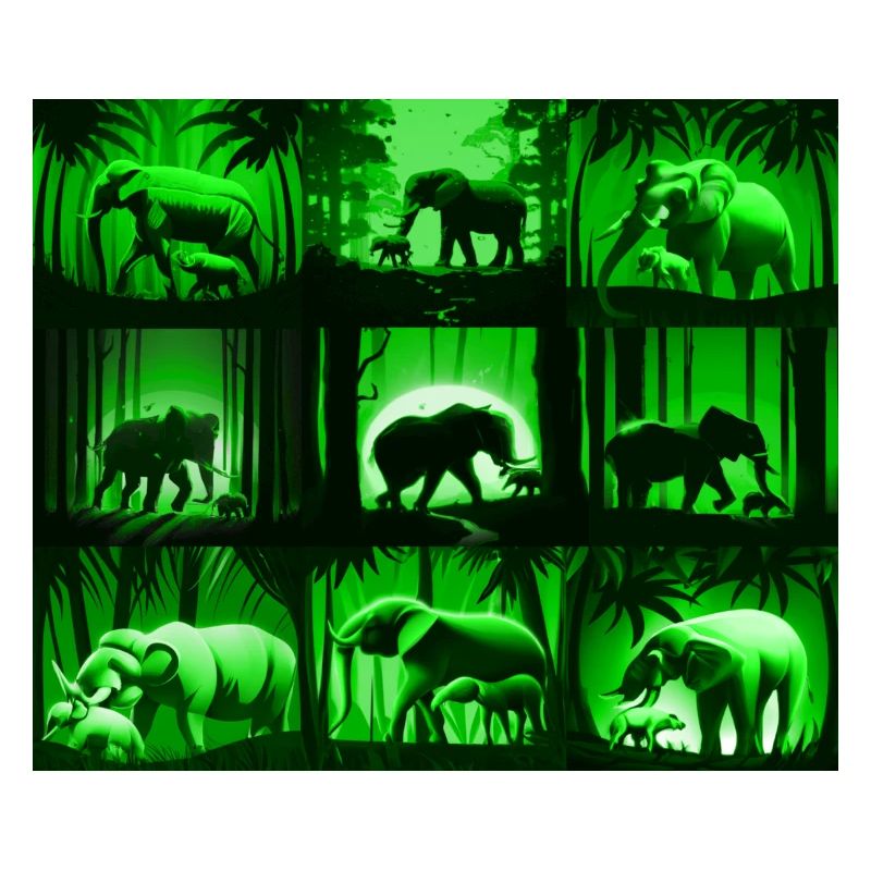 Elephant Pattern Design - Green