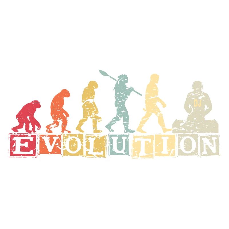 Evolution de l’homme DJ Techno Vinyle Rétro Vintage