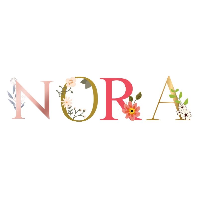 Nom NORA décoré de fleurs