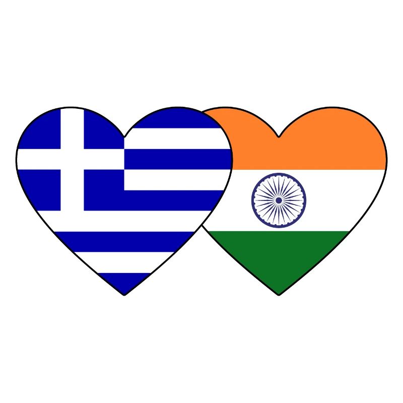 Grèce Inde Drapeau Coeur