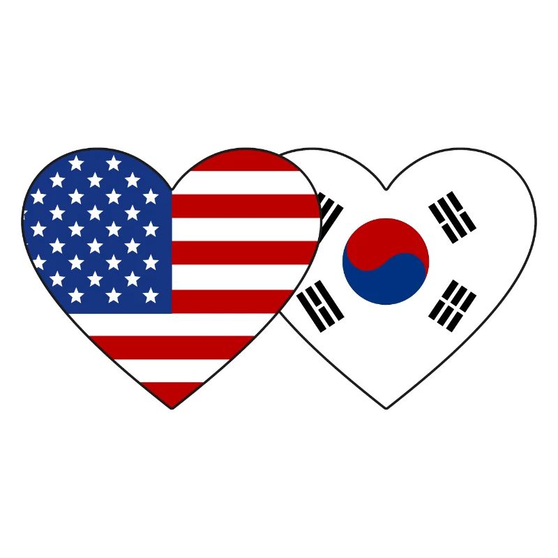 États-Unis, Corée du Sud, Drapeau Coeur