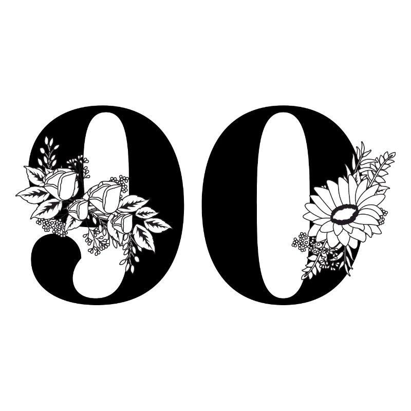 Nummer 90 Schwarze Blumen - 90. Geburtstag Blumen