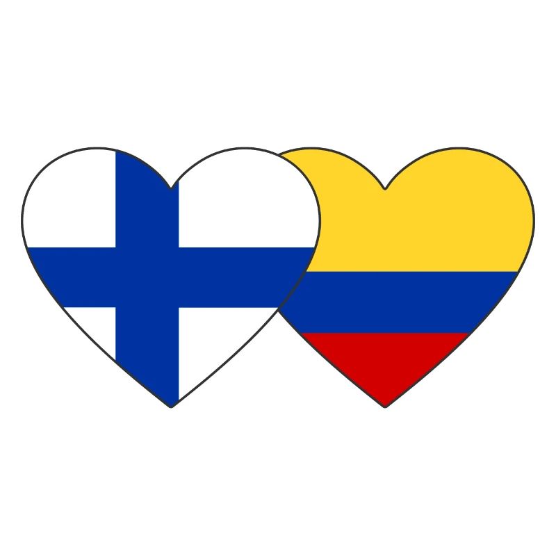 Finlande Colombie Drapeau Coeur