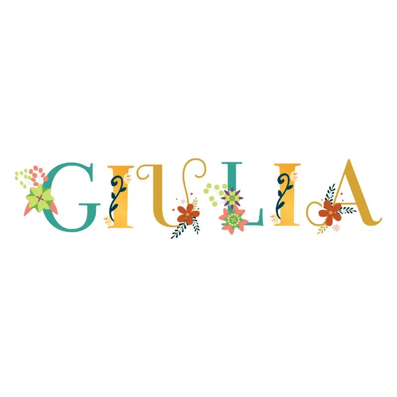 Art du nom GIULIA avec des fleurs brodées