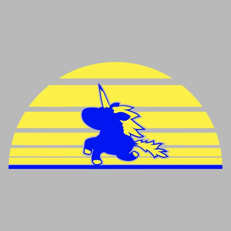 Licorne Sauts Soleil Rayure Mignon Cool Silhouette
