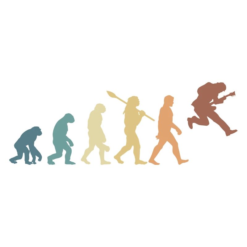 Human Evolution Guitar Band Retro Vintage
