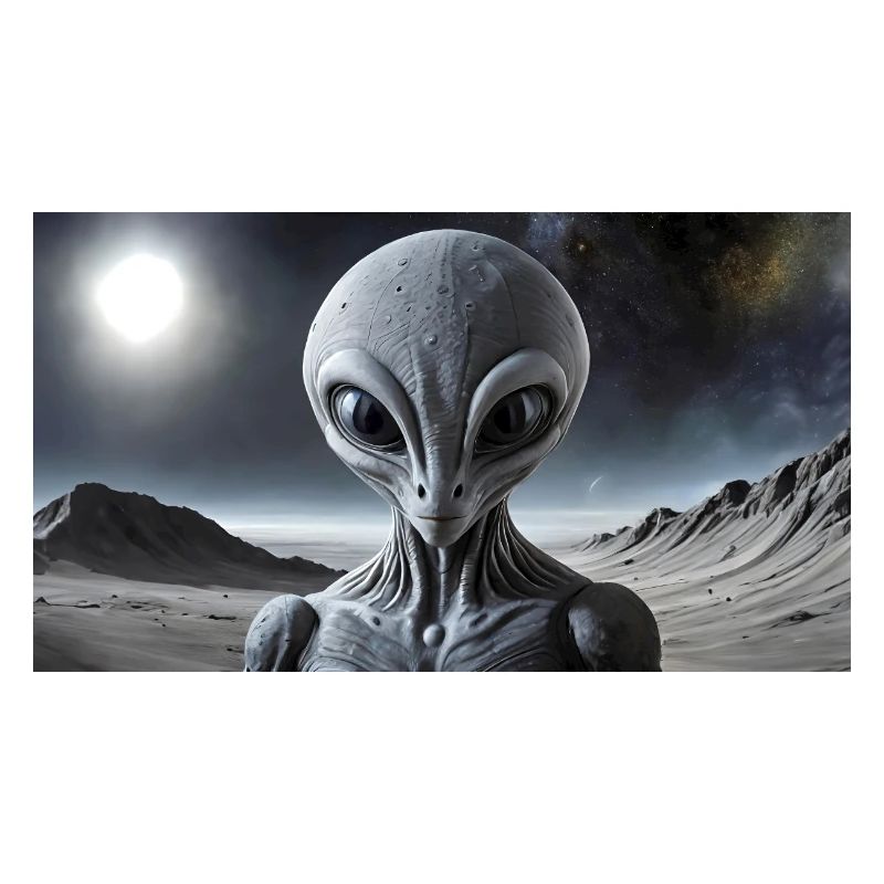 extraterrestre gris sur la surface de la lune – portrait