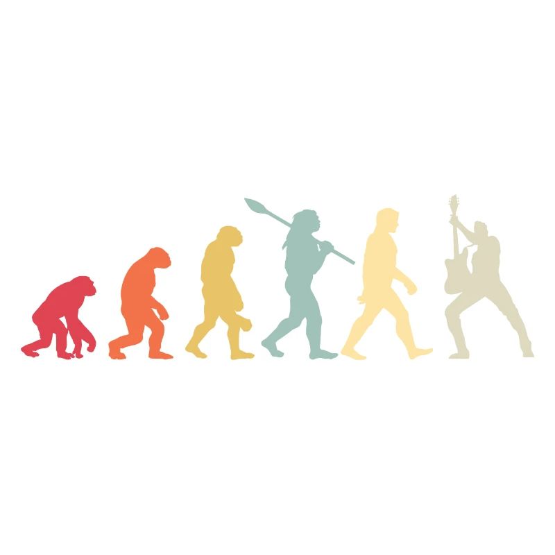 Human Evolution Guitar Band Retro Vintage