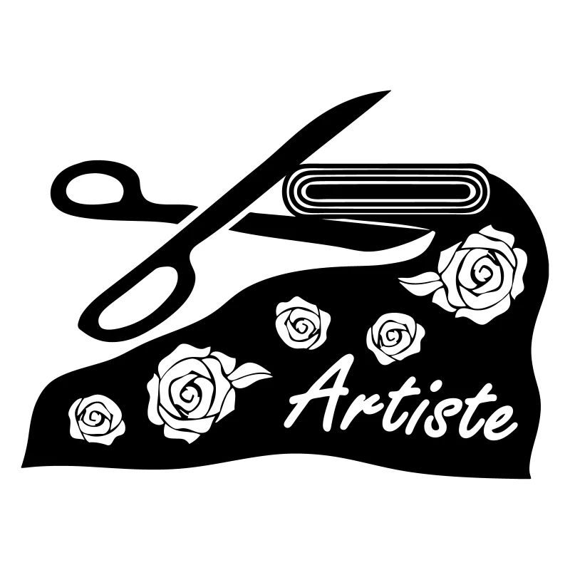 With fabric and scissors for art project