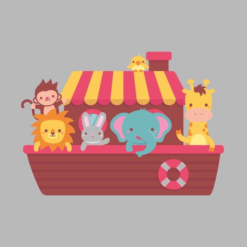 Arche de Noé, animaux mignons sur bateau