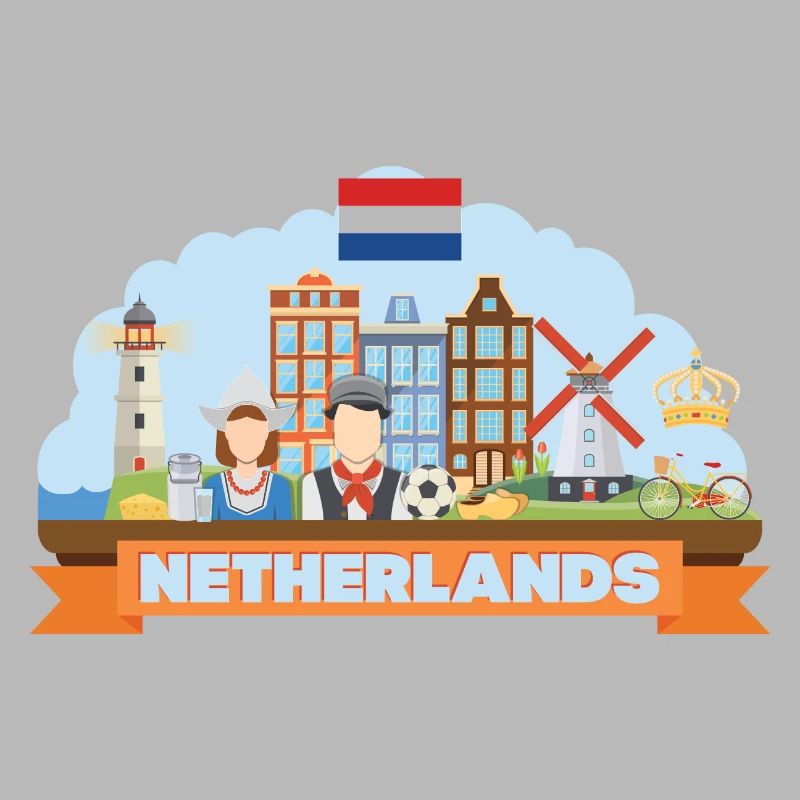Netherlands travel flat composition