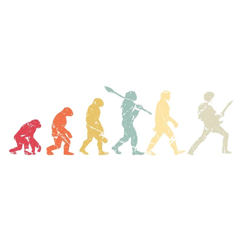 Human Evolution Guitar Band Retro Vintage