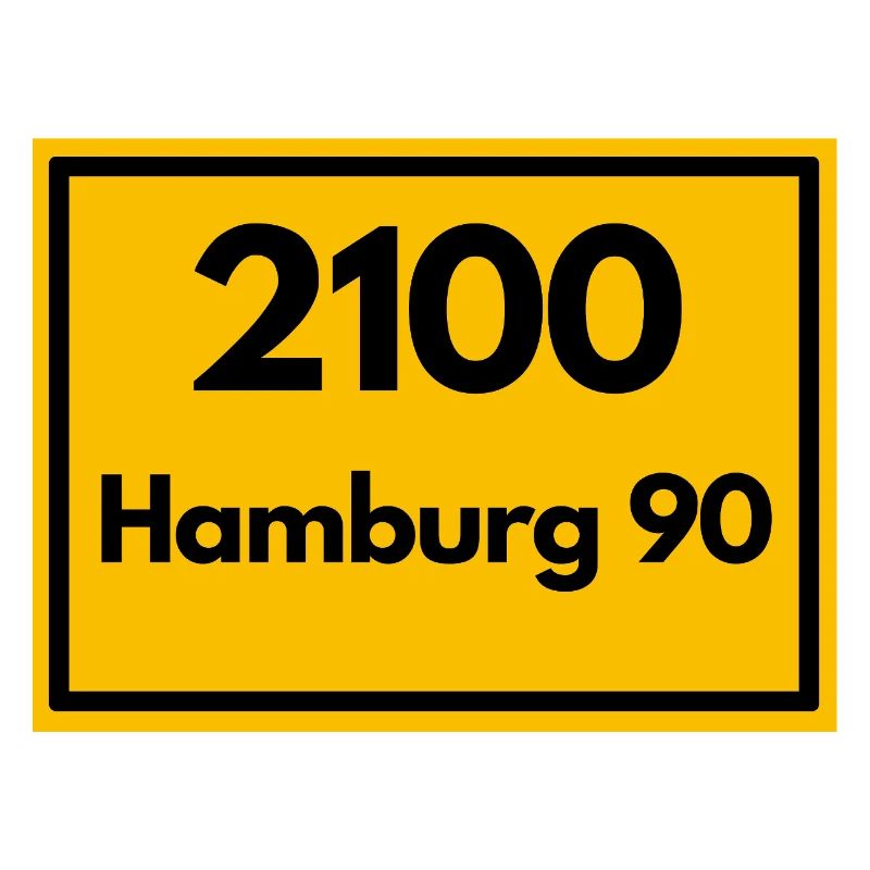 Place sign - then retro old zip code 2100 HAMBURG 90