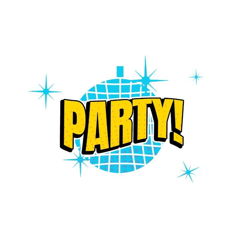 Party Disco Comic Stil Blase Graffiti Schriftzug