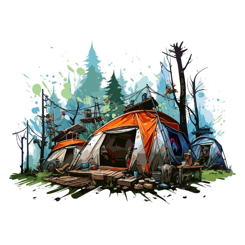 Camping atmosphere. A retro adventure.