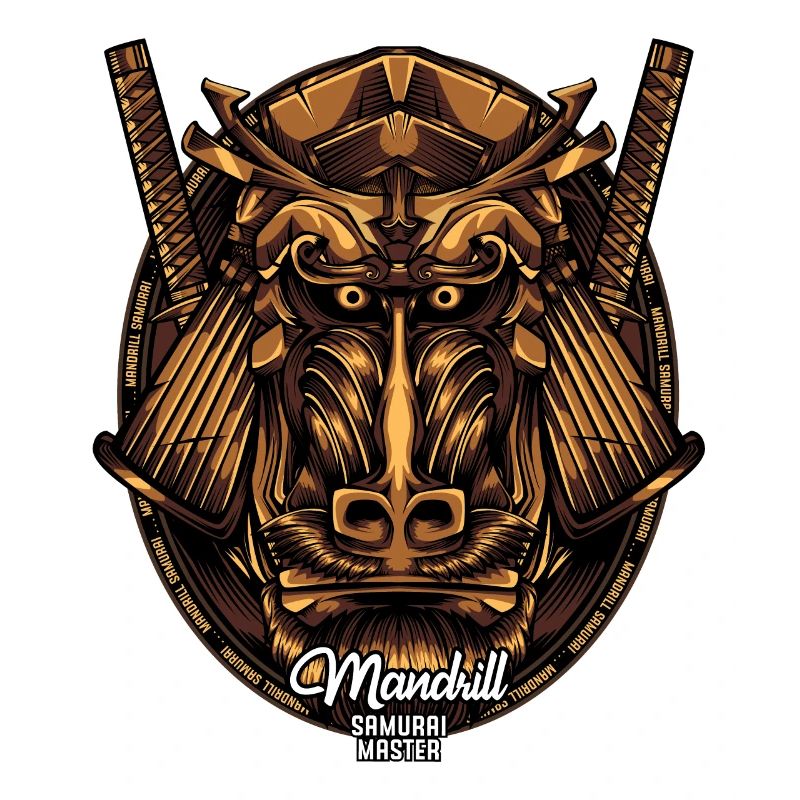 Mandrill Samurai Monkeys Wildlife Creative Gift