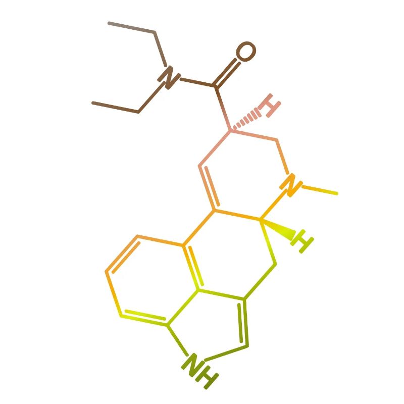 Molécule de formule structurelle LSD A. Hofmann Bicycle Day