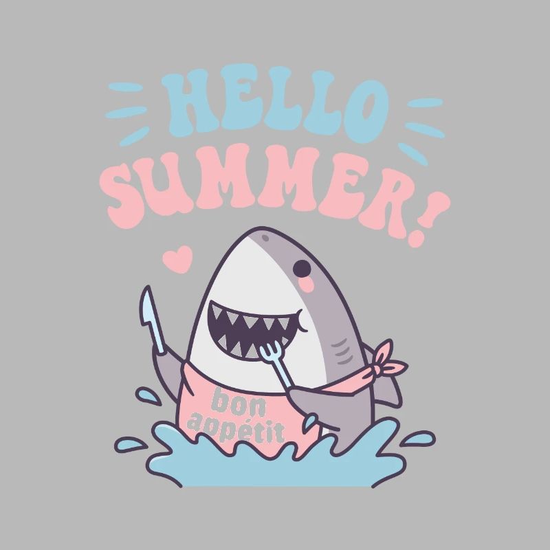 Funny Shark Bon Appetit, Hello Summer