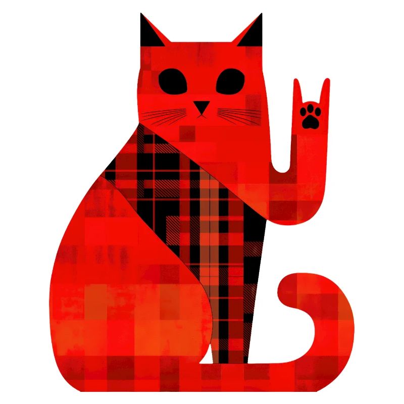 Red Cat Plaid Pattern Modern