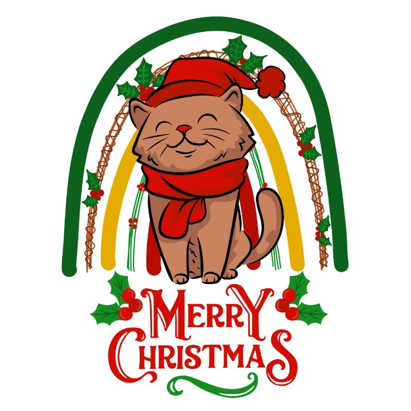Chat doux de Noël kawaii
