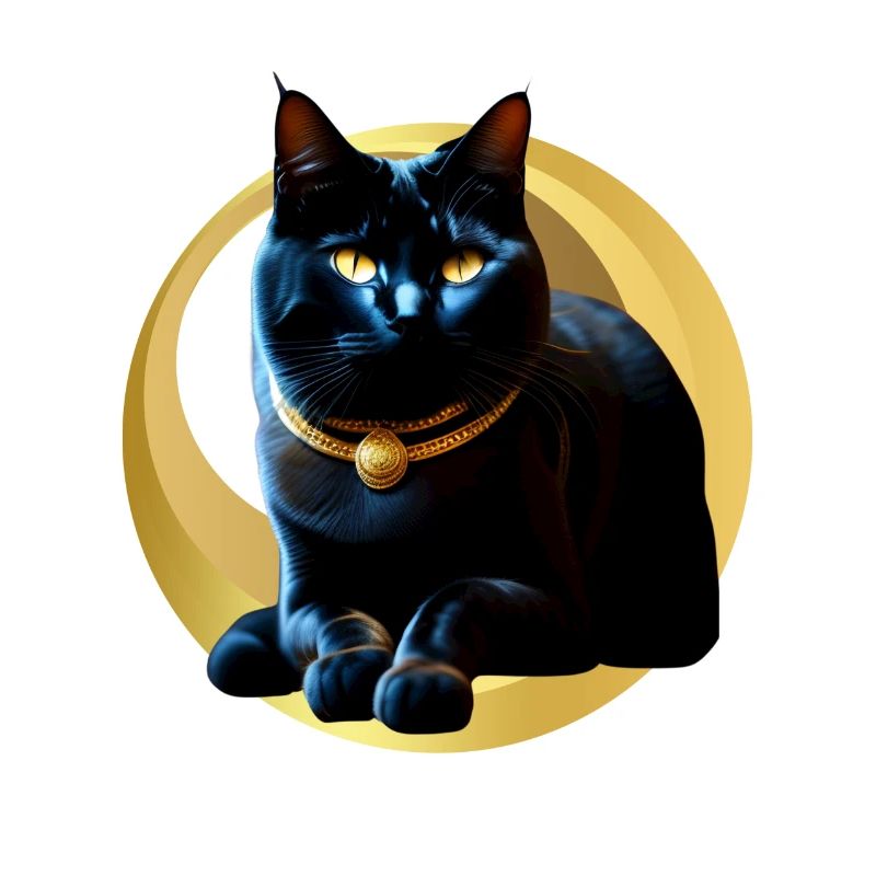 Chat noir collier doré