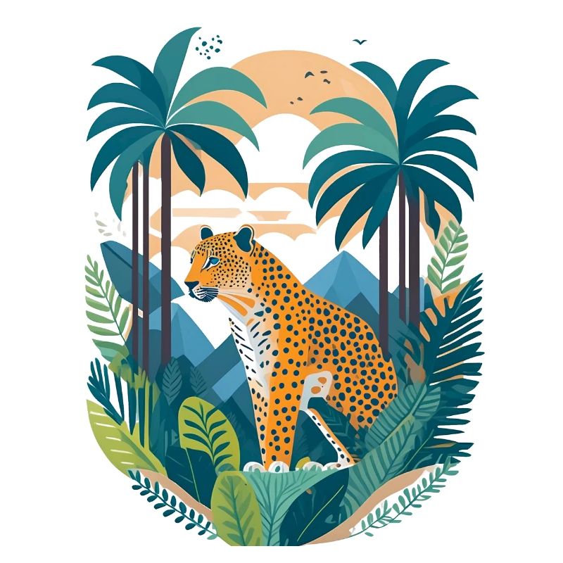 Illustration léopard dans la forêt tropicale