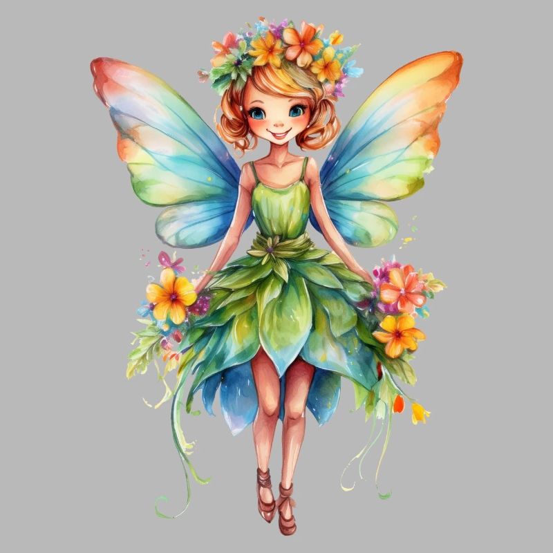 Fée des fleurs avec robe à fleurs