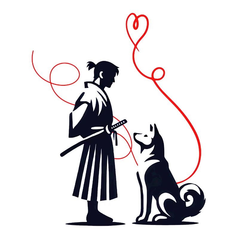 Dog Bandana Akita Samurai Red Thread