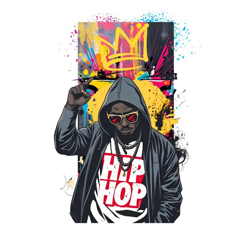 Urbaner Rapper mit bunten Graffitis